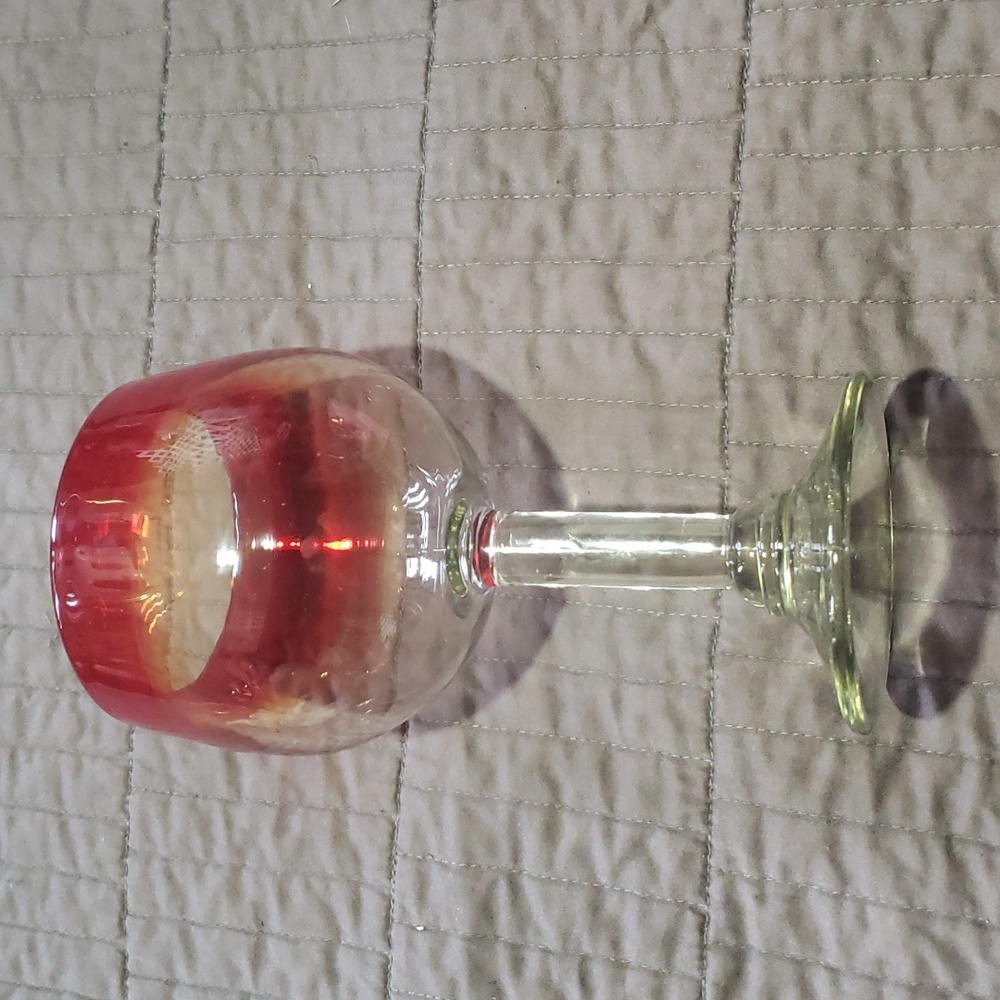 Hand Blown Red Rimmed Margarita Class -PM1